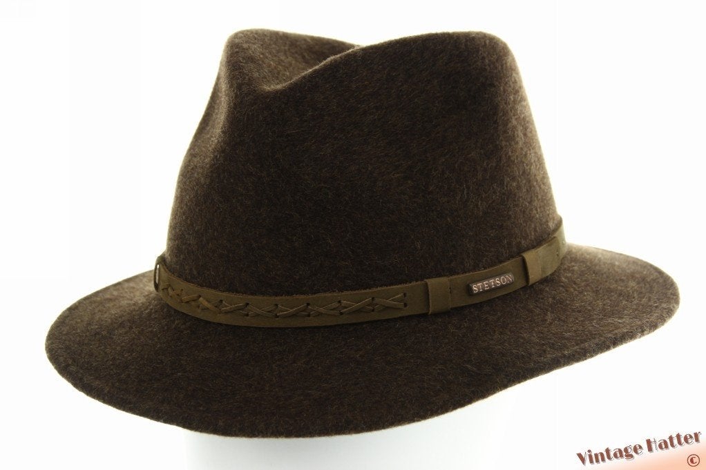 Outdoor gleufhoed Stetson Exeter bruin gemengd wolvilt 57, Stetson, Hoed, Ophalen of Verzenden, 57 cm (M, 7⅛ inch) of minder