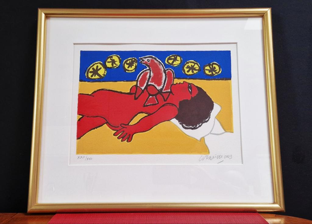 Corneille - "Vrouw met vogel" - Gesigneerd, Ophalen of Verzenden