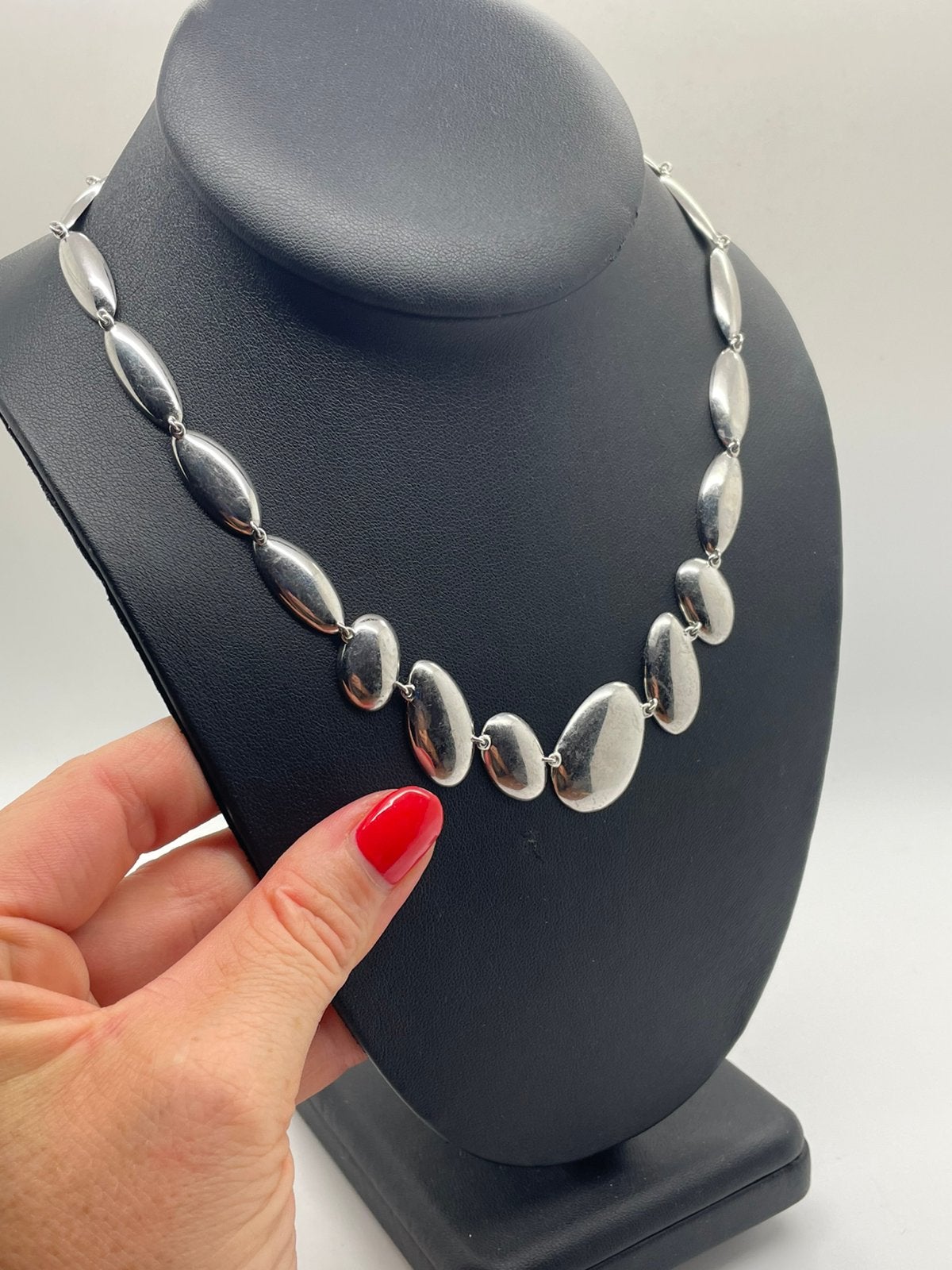 F104 Prachtige zilveren modernist design ketting, Ophalen of Verzenden, X, Zilver, Zilver