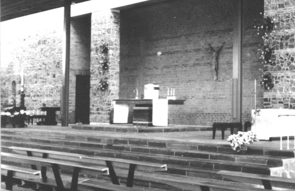 967670	Malden	Gld 1963 	Interieur RK Kerk  Wederopbouw, Ophalen of Verzenden, 1960 tot 1980, Ongelopen, Gelderland