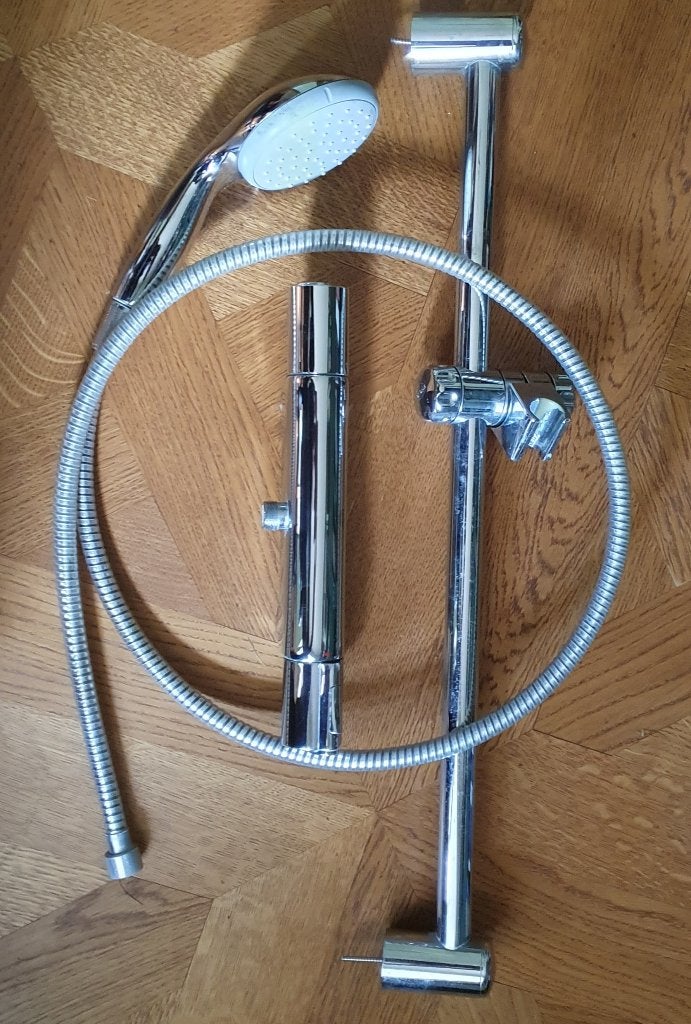 Doucheset met thermostaatkraan en glijstang, Doe-het-zelf en Verbouw, Ophalen of Verzenden, Gebruikt, Chroom, Douche