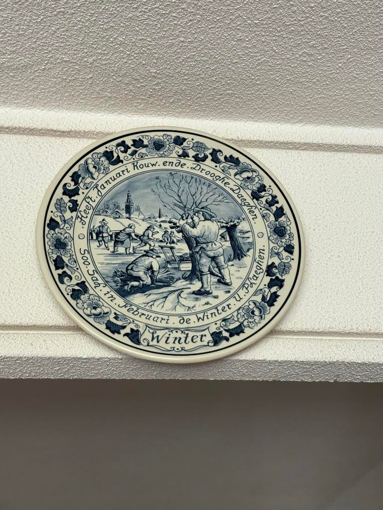 Delfts Blauw Wandborden - De Vier Jaargetijden, Antiek en Kunst, Ophalen