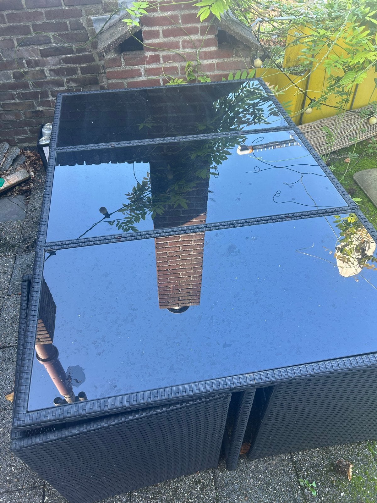 Buitentafel met 6 inschuifbare stoelen, Gebruikt, Eettafel, 6 zitplaatsen, Ophalen of Verzenden