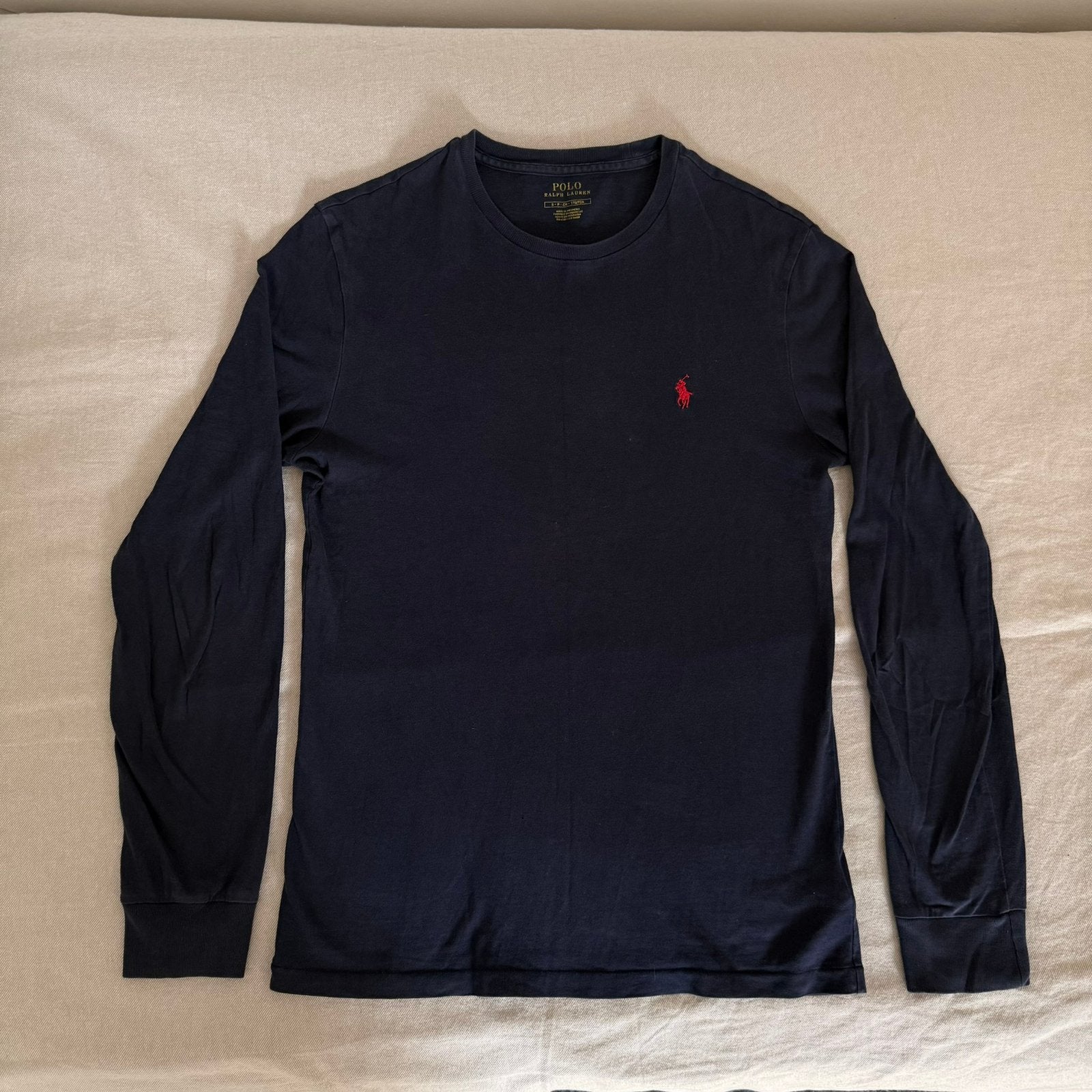 Polo ralph lauren longsleeve maat S donkerblauw slim fit, Ophalen of Verzenden, Zo goed als nieuw, Maat 46 (S) of kleiner, Blauw