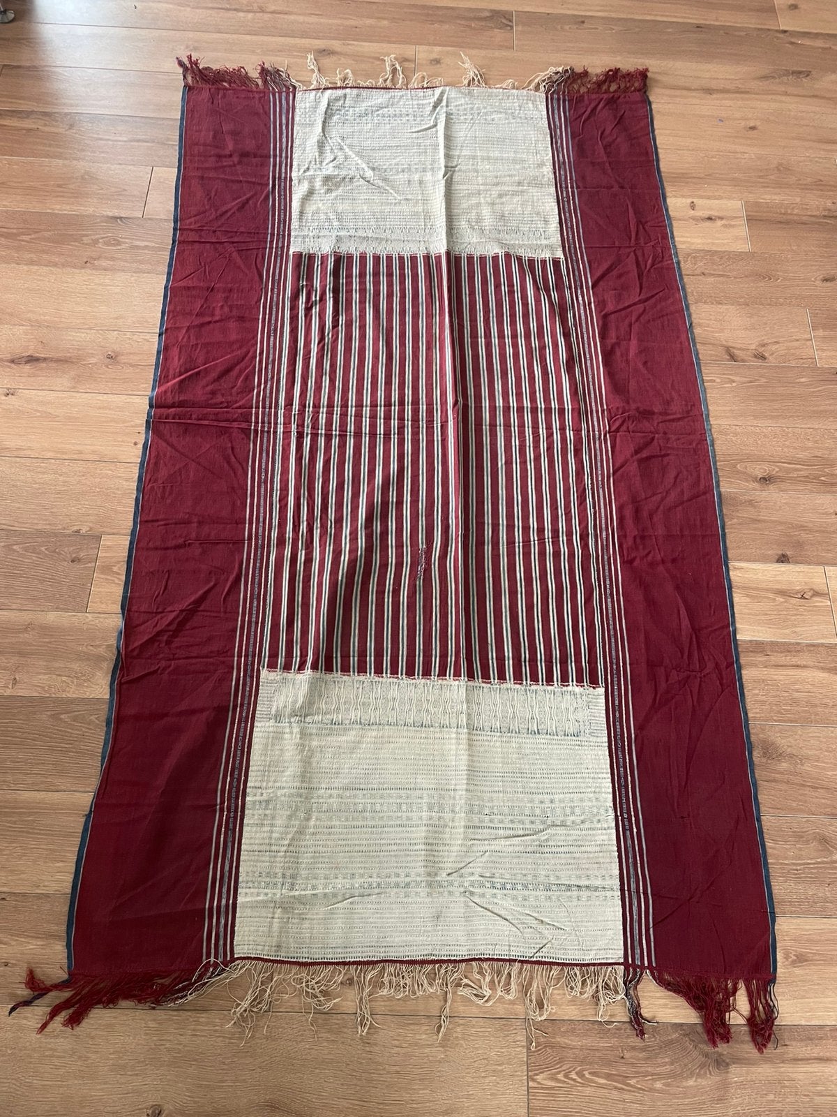Antieke Batak Ulos Ragi Hotang - Handgeweven 200x120 cm, Antiek en Kunst, Ophalen