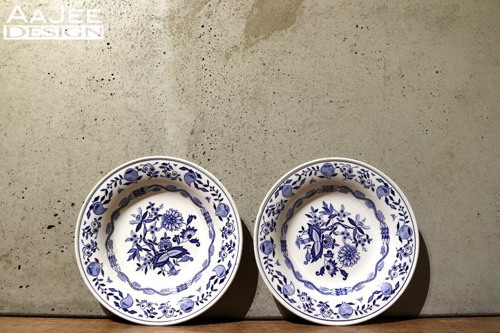 2 x Boch Belgium - Blue onion - Zwiebel - Uienpatroon, Gebruikt, Ophalen of Verzenden, Bord(en), Overige stijlen