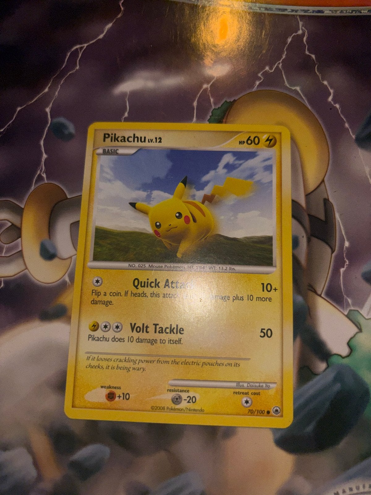 Pikachu LV.12 Pokémon kaart 70/100 (2008), Ophalen of Verzenden, Gebruikt, Losse kaart