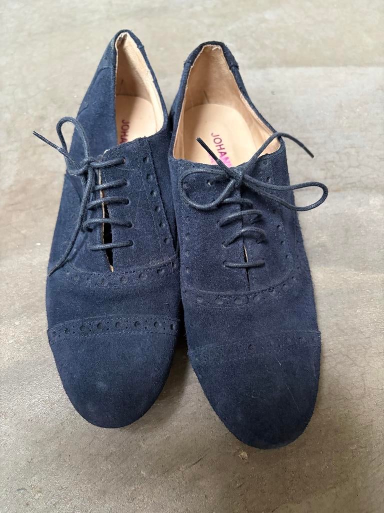 Johannes W suède veterschoenen - Maat 34, Schoenen met lage hakken, Blauw, Ophalen of Verzenden, Zo goed als nieuw