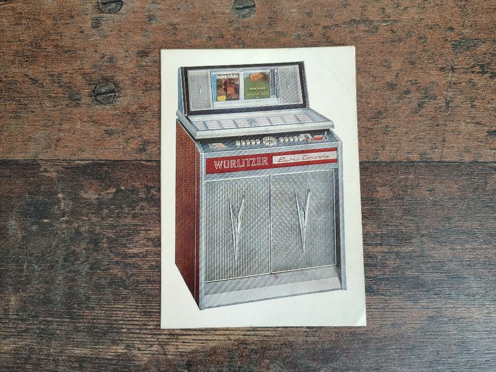 Postkaart: Wurlitzer Lyric (1964) jukebox, Verzamelen, Automaten | Jukeboxen, Verzenden, Gebruikt, 1950 tot 1960, Seeburg