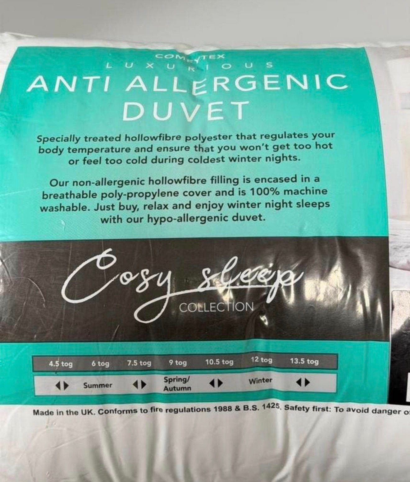 King Size Dekbed 230x225cm 4.5Tog Anti Allergisch Allergie, Wit, Ophalen of Verzenden, Deken of Dekbed, H