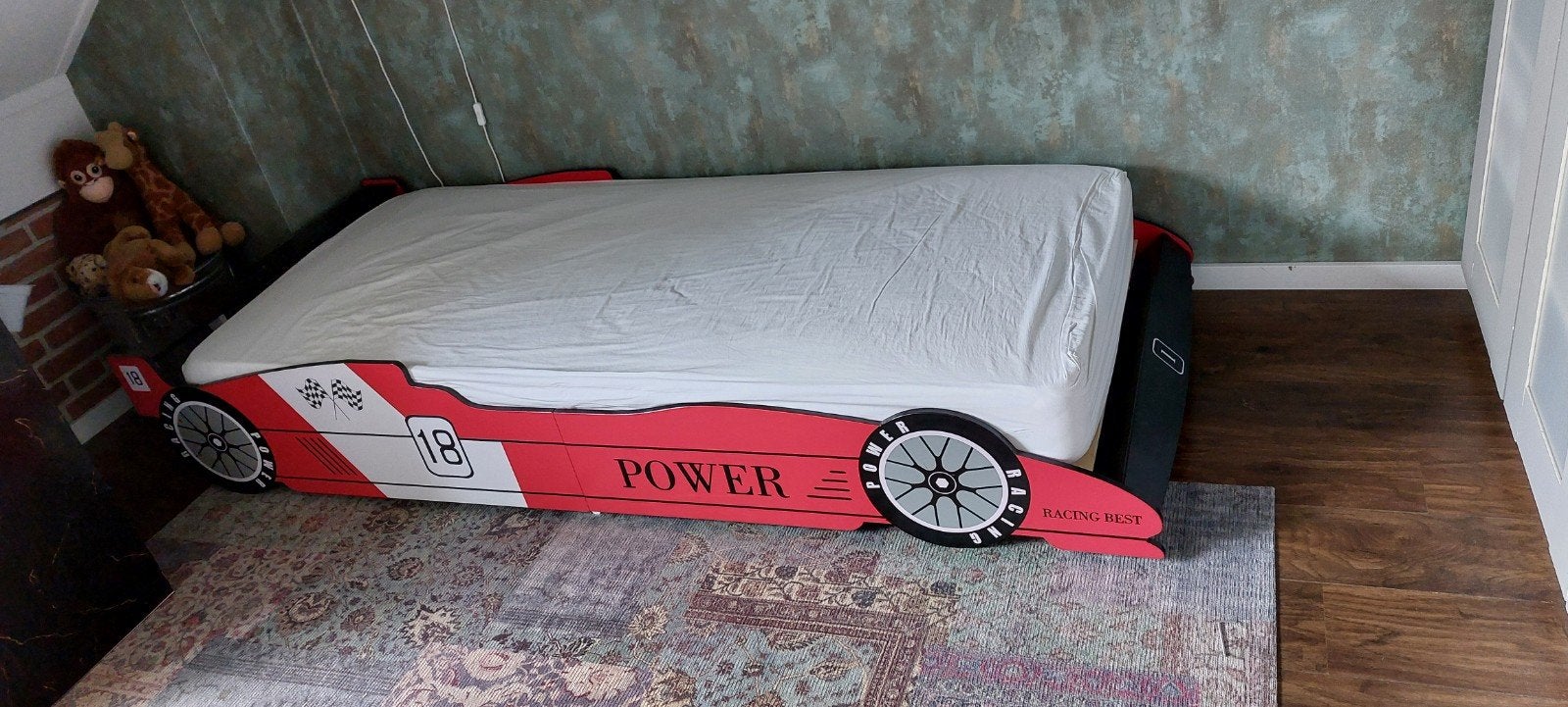 Kinderbed raceauto rood - Eenpersoonsbed met lattenbodem, Huis en Inrichting, Gebruikt, 90 cm, Eenpersoons, Ophalen of Verzenden