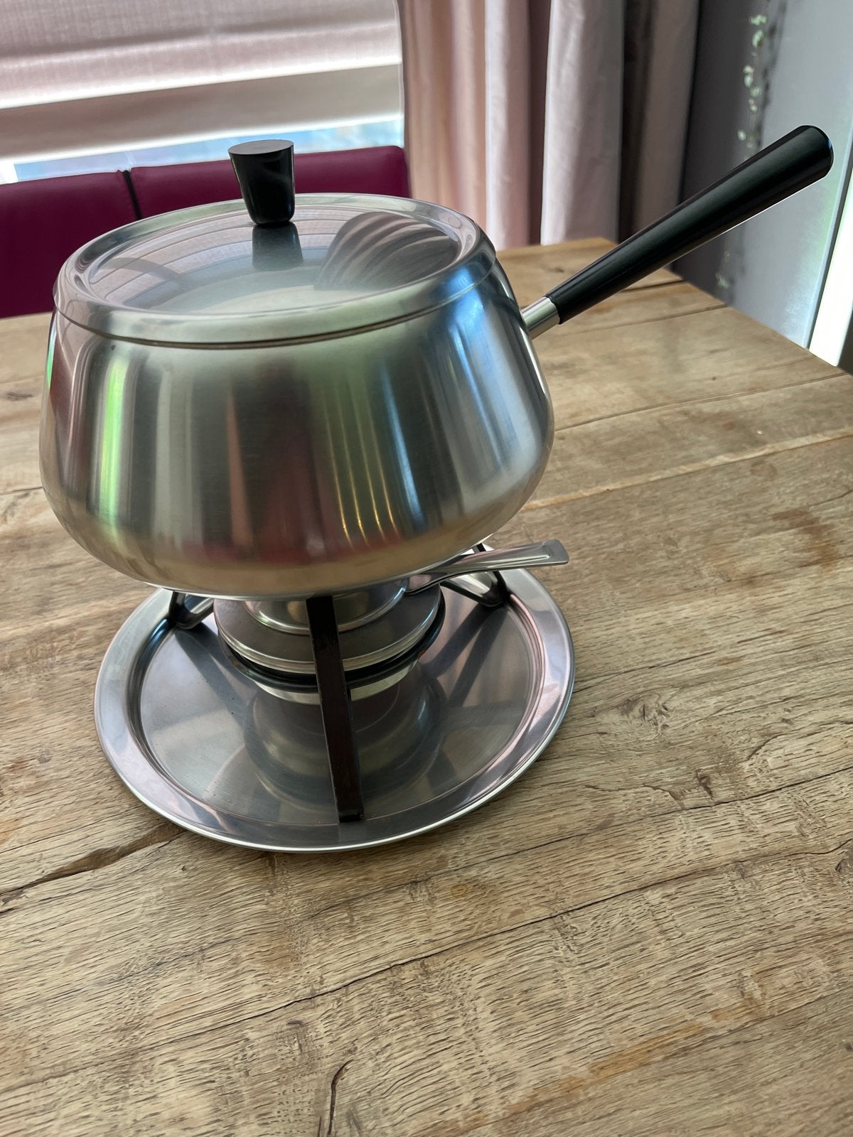 Vintage RVS Fondue Set - Goede Staat, Witgoed en Apparatuur, Fonduesets, Ophalen, Gebruikt, Brander, Fondueset