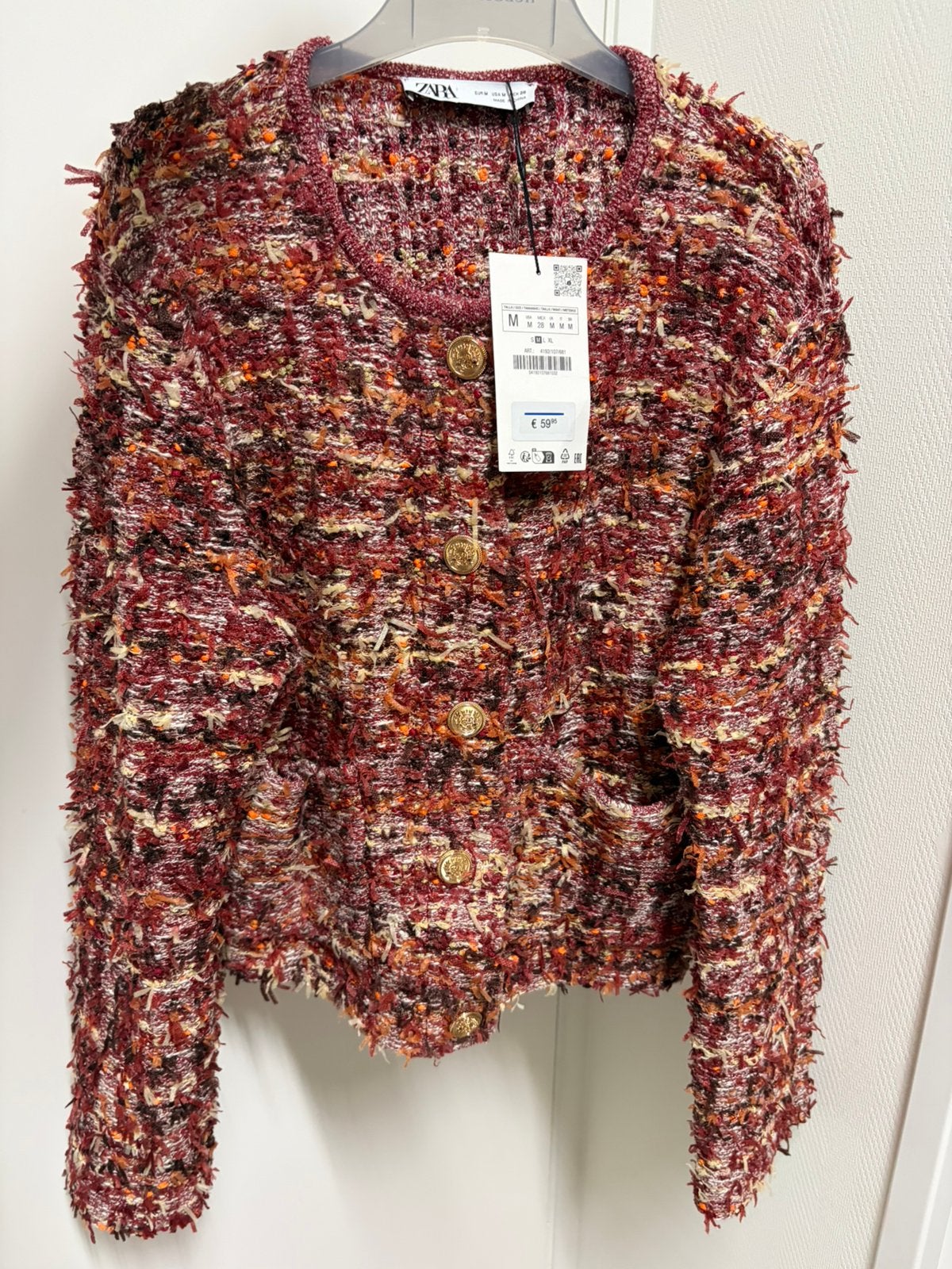 Zara tweed blazer met gouden knopen, Maat 38/40 (M), Nieuw, Ophalen of Verzenden, Jasje
