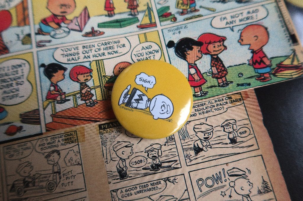 Charlie Brown "Good Grief" 44MM Button Pin Badge Broche, Verzenden, Nieuw, Figuurtje, Button