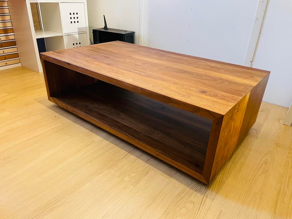 Design Salontafel - Massief Noten 140cmx80cm, Ophalen, Gebruikt, 100 tot 150 cm, 75 cm of meer