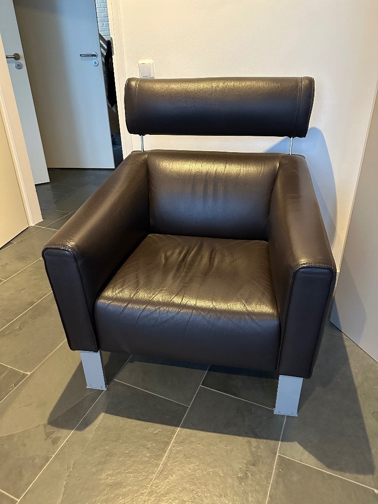 Fauteuil Leolux/type Patachou/Leer/kleur chocolat brown, Huis en Inrichting, Fauteuils, Ophalen, Design, Zo goed als nieuw, 50 tot 75 cm
