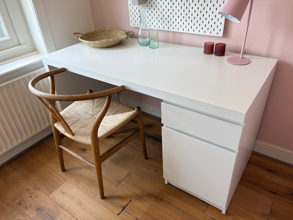 Bureau wit, Ophalen, Scheidingswand, Hout, Zo goed als nieuw