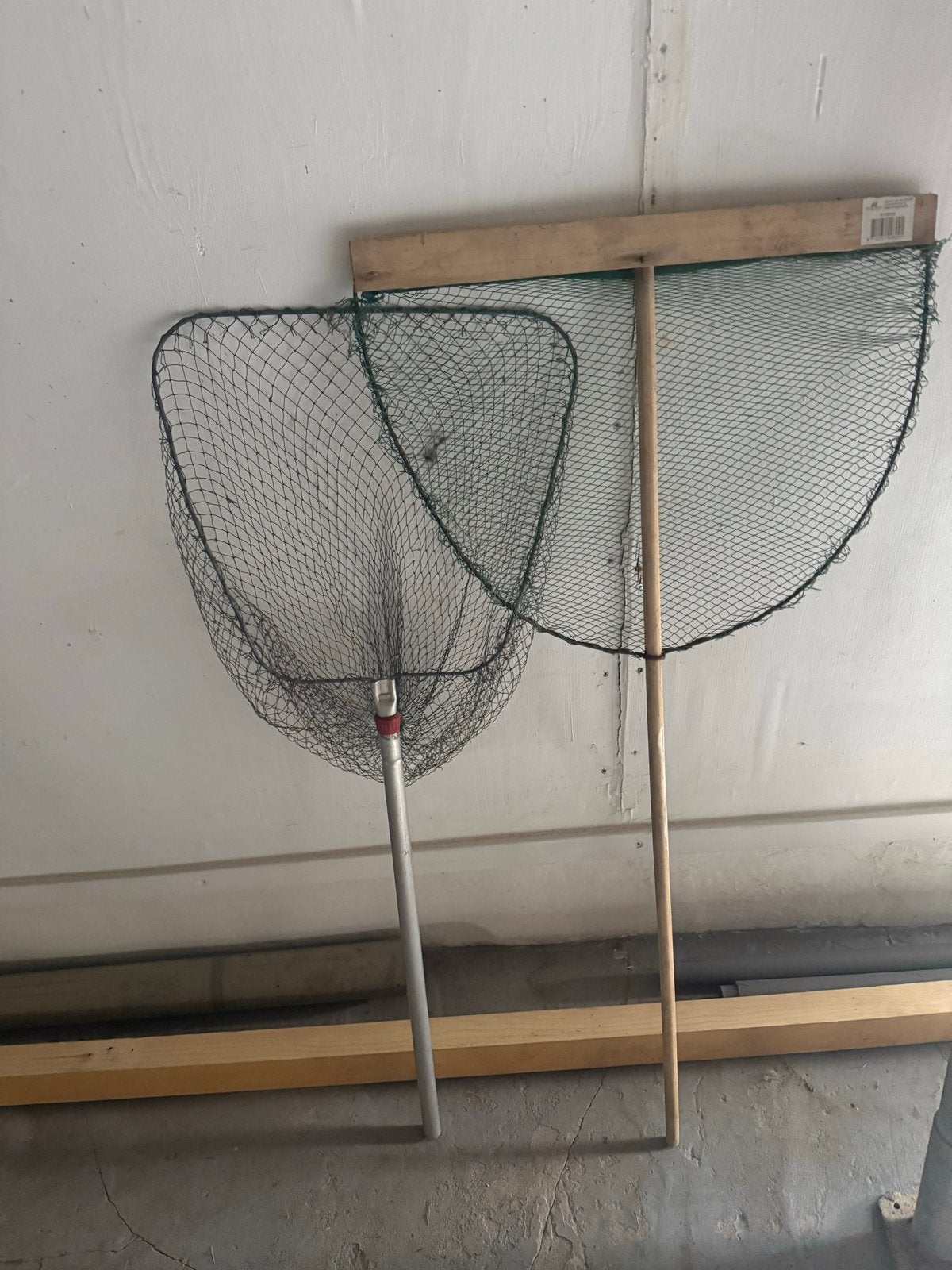 Twee visnetten, schepnetten, Watersport en Boten, Ophalen, Gebruikt, Net of Fuik