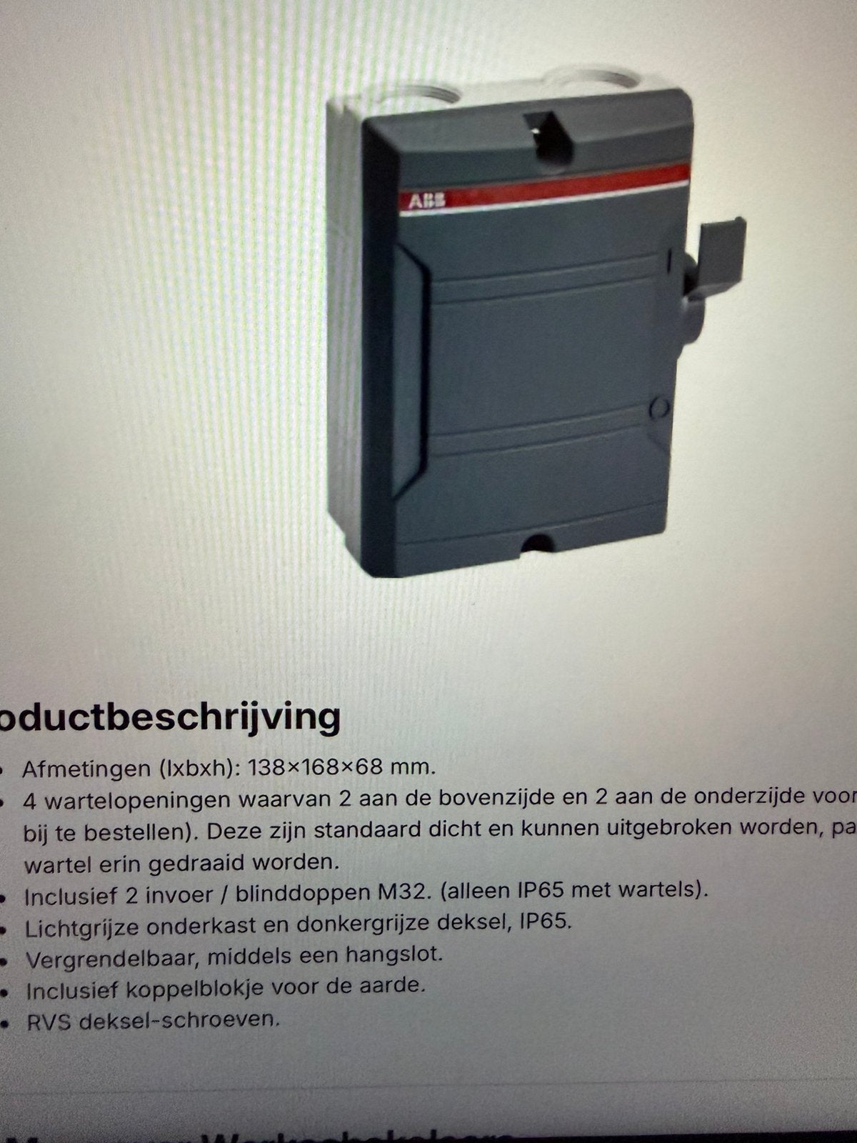 ABB werkschakelaar 40A. 4 polig, Doe-het-zelf en Verbouw, Ophalen of Verzenden, Nieuw, Schakelaar