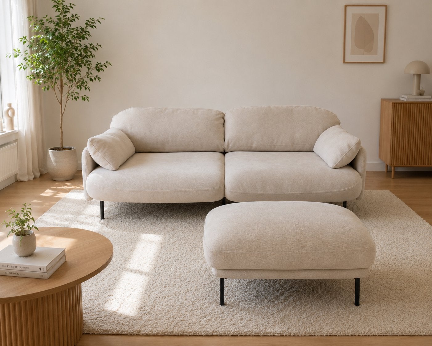 Luxe FEST Natural Sofa 3-zits Bank met Poef (Nieuw €4.000), Driepersoons, 75 tot 100 cm, Ophalen of Verzenden, Zo goed als nieuw