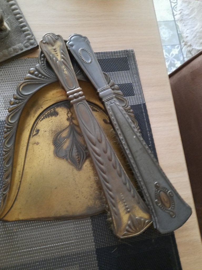 Veger en blik met extra borstel messing, Ophalen of Verzenden