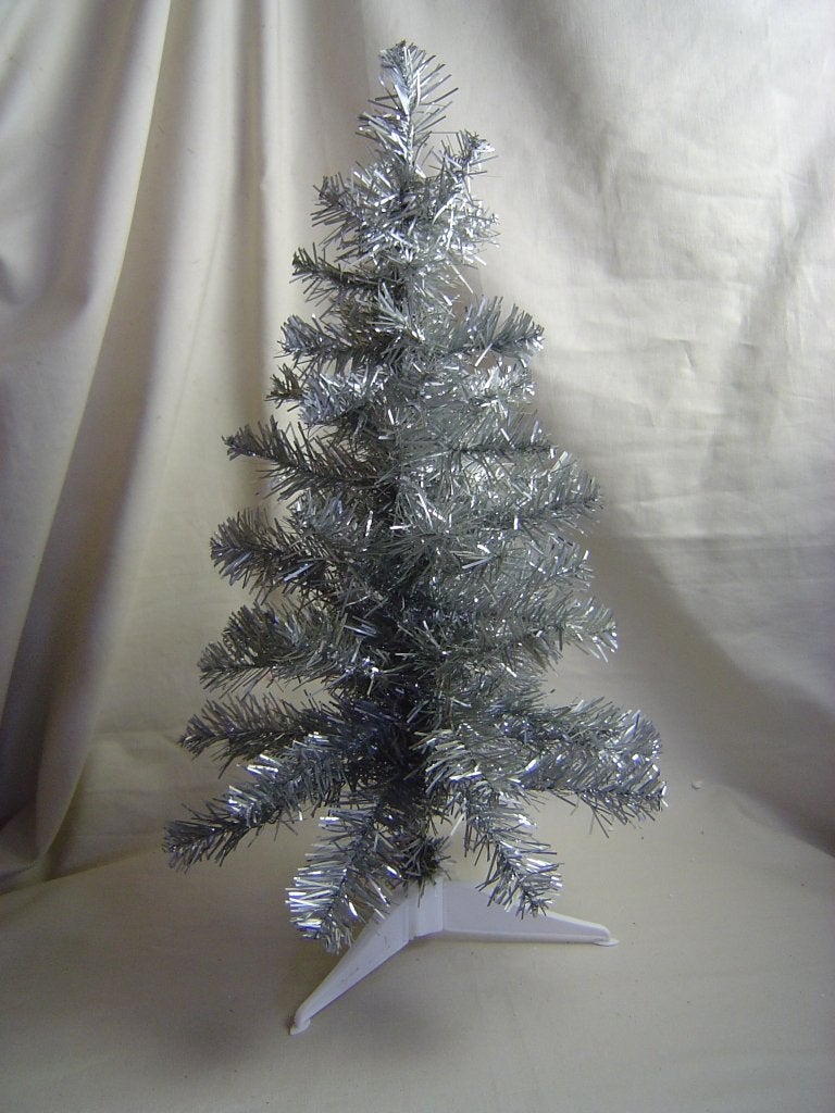 Zilver lametta kerstboompje, Ophalen of Verzenden, Gebruikt