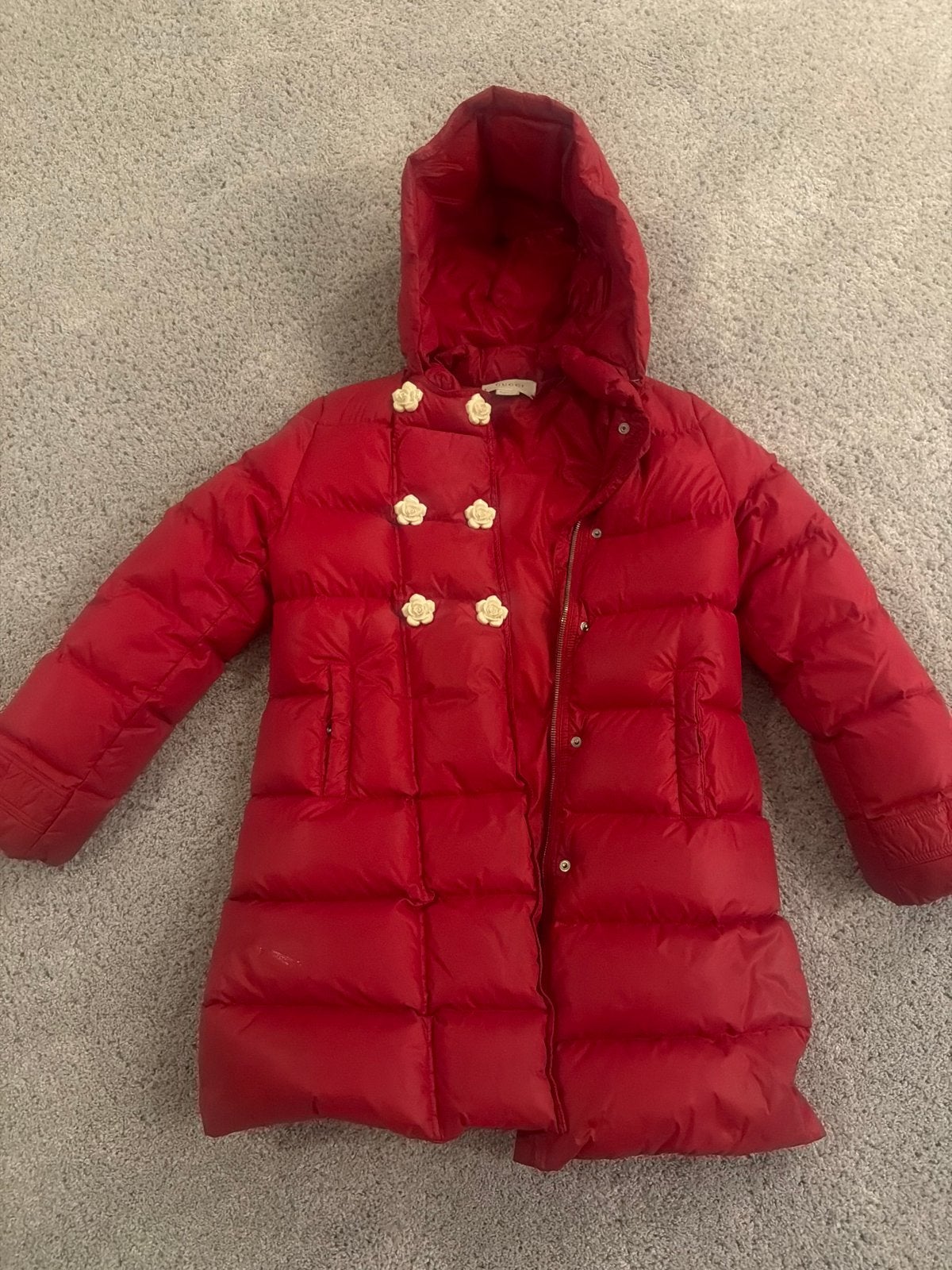 Gucci Rode Kinderjas - Zo goed als nieuw, Ophalen, Zo goed als nieuw, Meisje