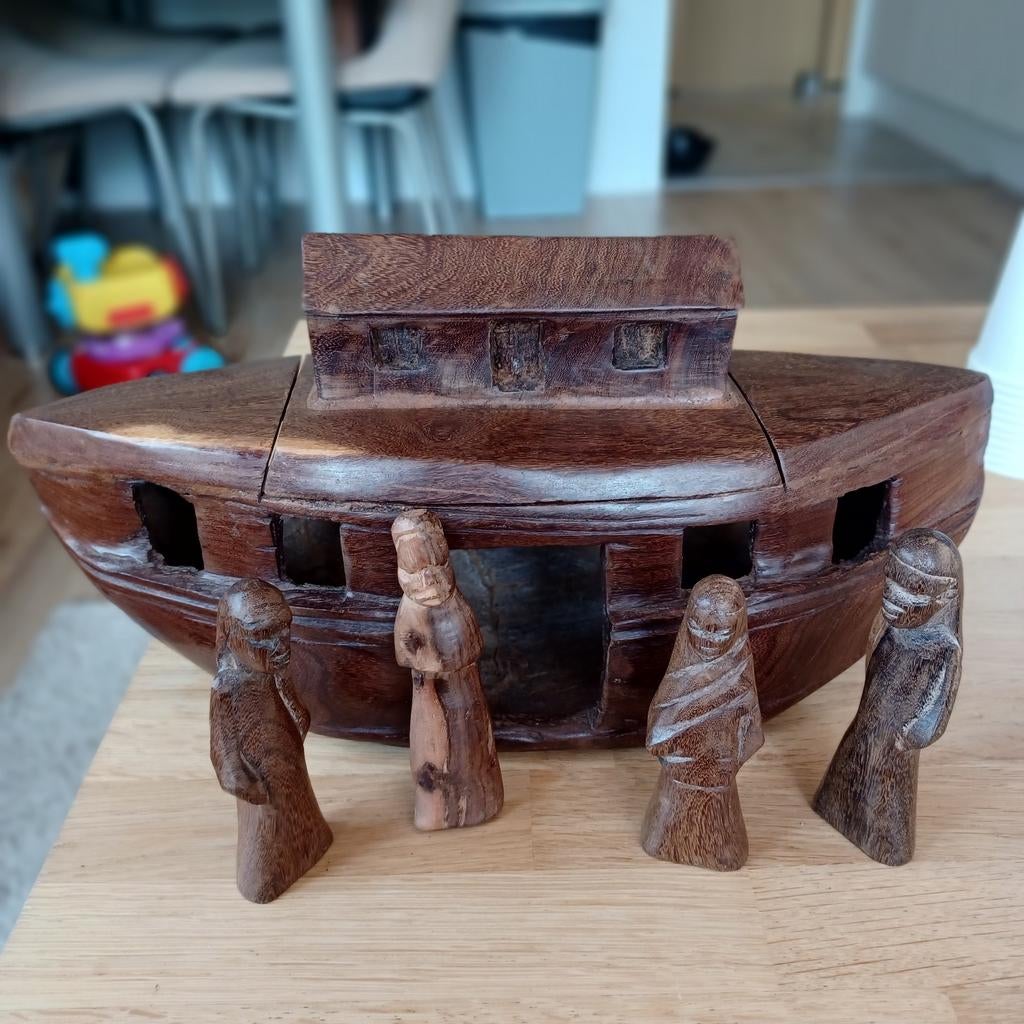 Houten Ark van Noach met beeldjes, Antiek en Kunst, Ophalen of Verzenden