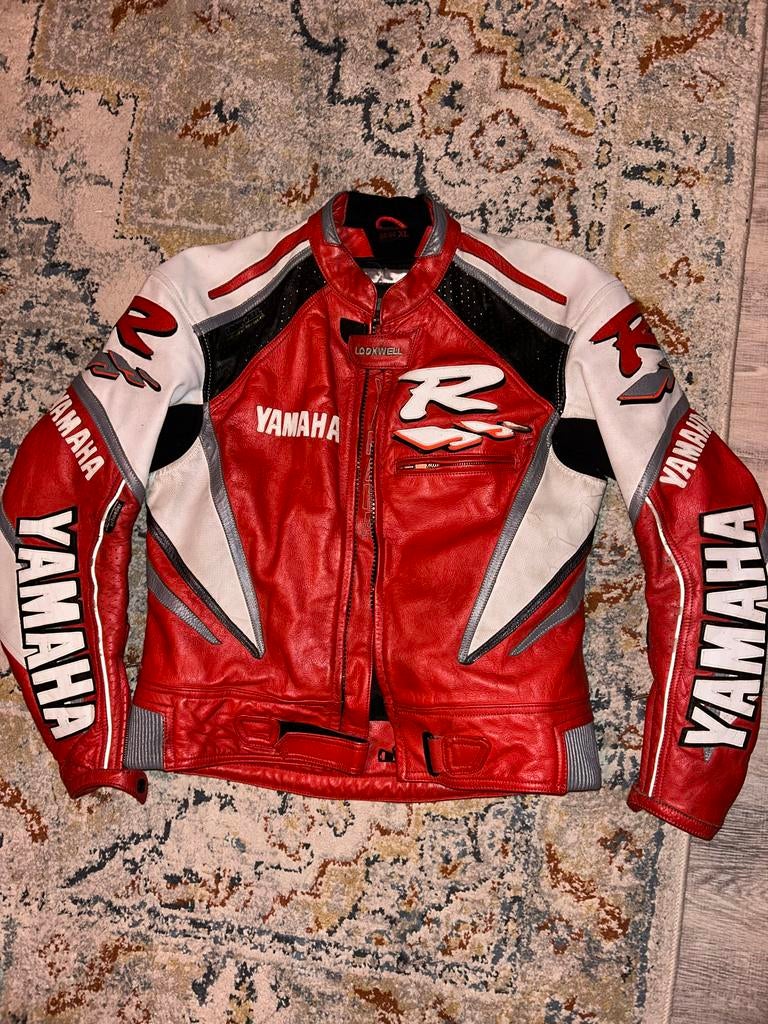Yamaha Leren Motorjas - Rood/Wit/Zwart, Motoren, Kleding | Motorkleding, Ophalen of Verzenden, Tweedehands, Heren, Jas | leer