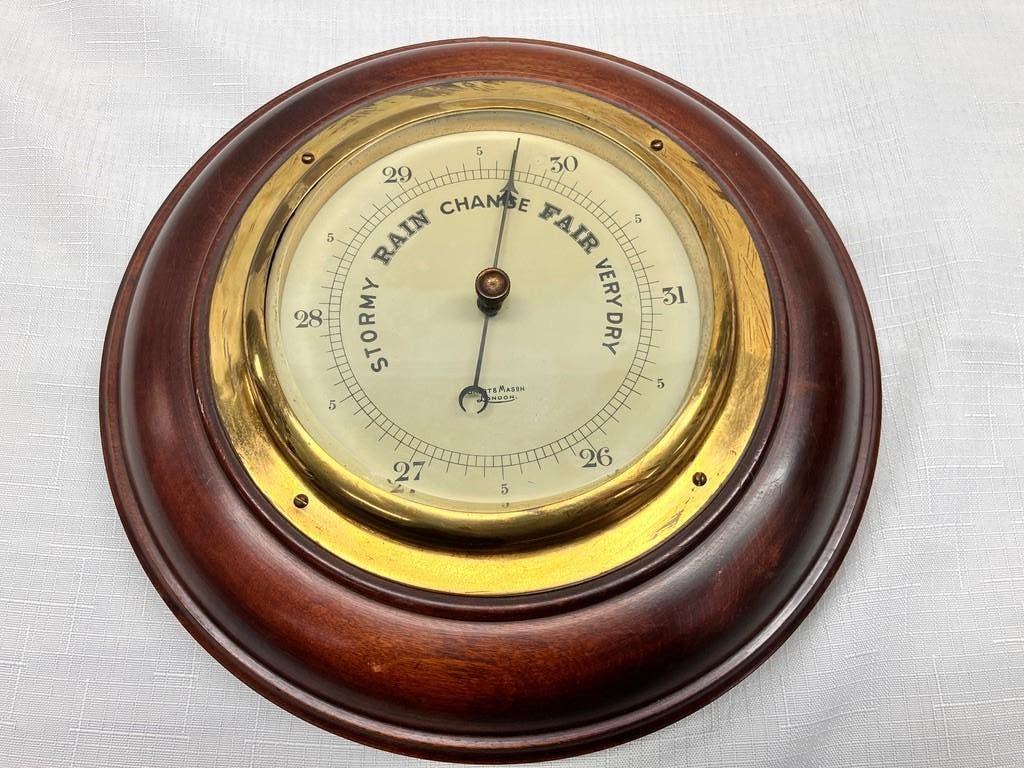 Short & Mason London barometer mahonie ca. 1880-1900, Verzenden, Gebruikt, Barometer