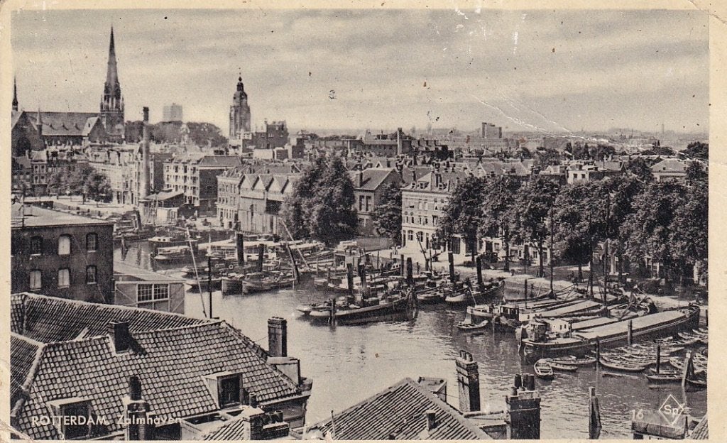 746E Rotterdam Zalmhaven 1939, 2 kerken aan de Westzeedijk, Ophalen of Verzenden, 1920 tot 1940, Gelopen, Zuid-Holland