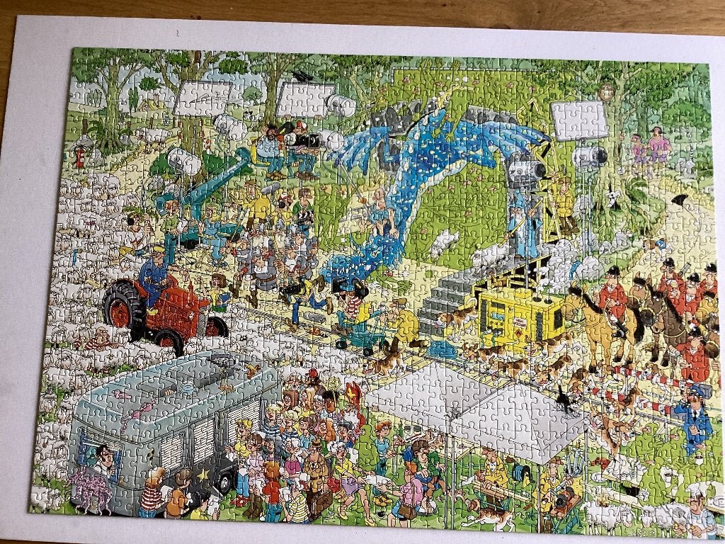 Jan van Haasteren : de filmset, 1000 stukjes, Hobby en Vrije tijd, Denksport en Puzzels, Ophalen, 500 t/m 1500 stukjes, Gebruikt