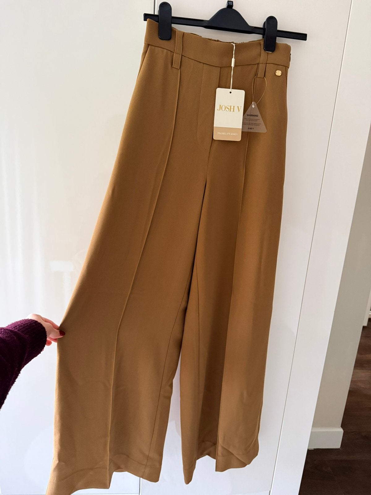 Josh V Essa - high waisted wide leg pantalon - khaki, Nieuw, Ophalen of Verzenden, Maat 34 (XS) of kleiner, Lang