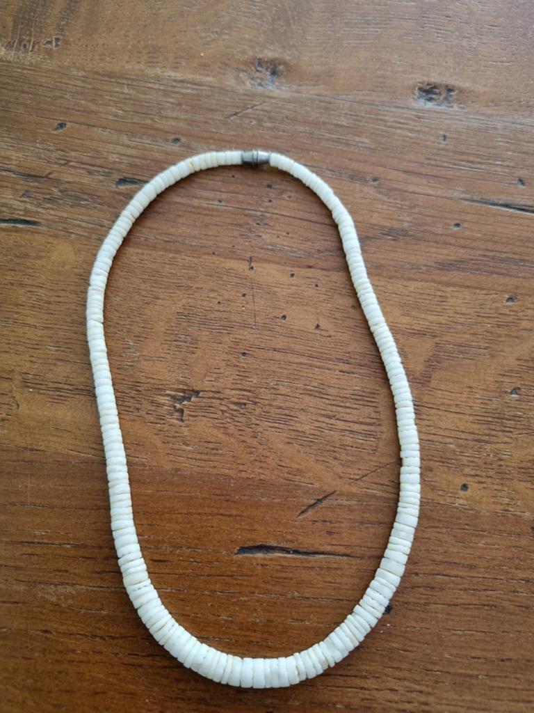 Antieke ketting met draaisluiting, ivoor of been kralen, Ophalen of Verzenden, Gebruikt, Wit, Overige materialen