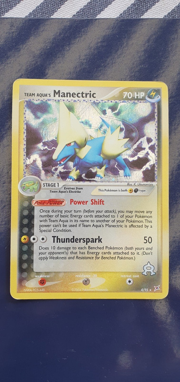 Manectric 4/95 holo pokemon kaart, Ophalen of Verzenden, Gebruikt, Losse kaart