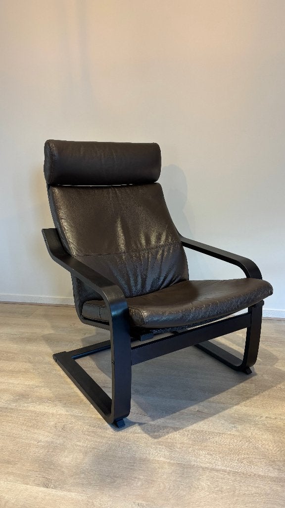Ikea Poang stoel bruin leer 2x, Huis en Inrichting, Ophalen, Twee, Bruin, Leer