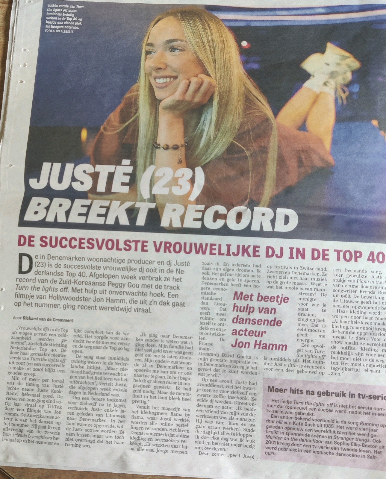 Succesvolste vrouwelijke DJ ooit : DJ Justē, Ophalen of Verzenden, 1980 tot heden, Knipsel(s)