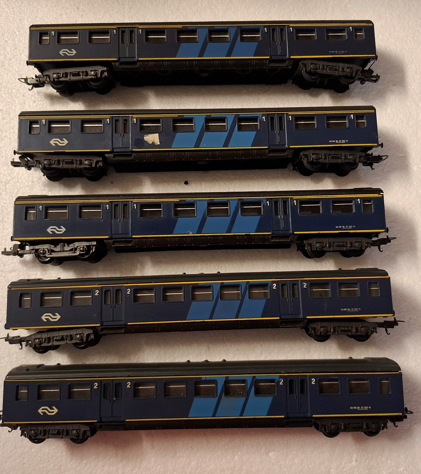 Lima ns wagons met blauwe strepen in ho, Gebruikt, Gelijkstroom, Wagon, Ophalen of Verzenden