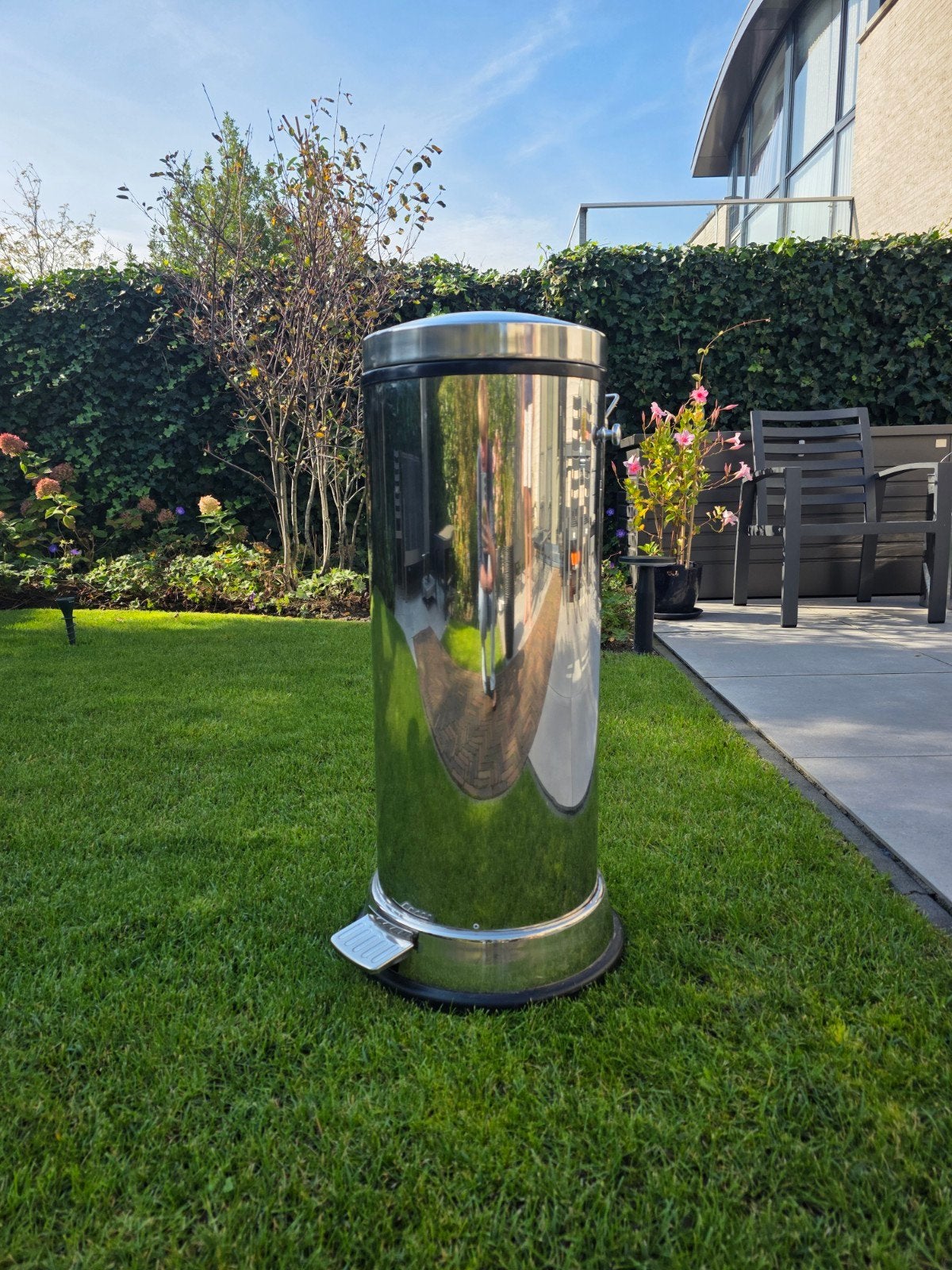 Brabantia Chrome Afvalbak - 75 cm hoog, Ophalen, Gebruikt, Met pedaal, 30 tot 40 liter