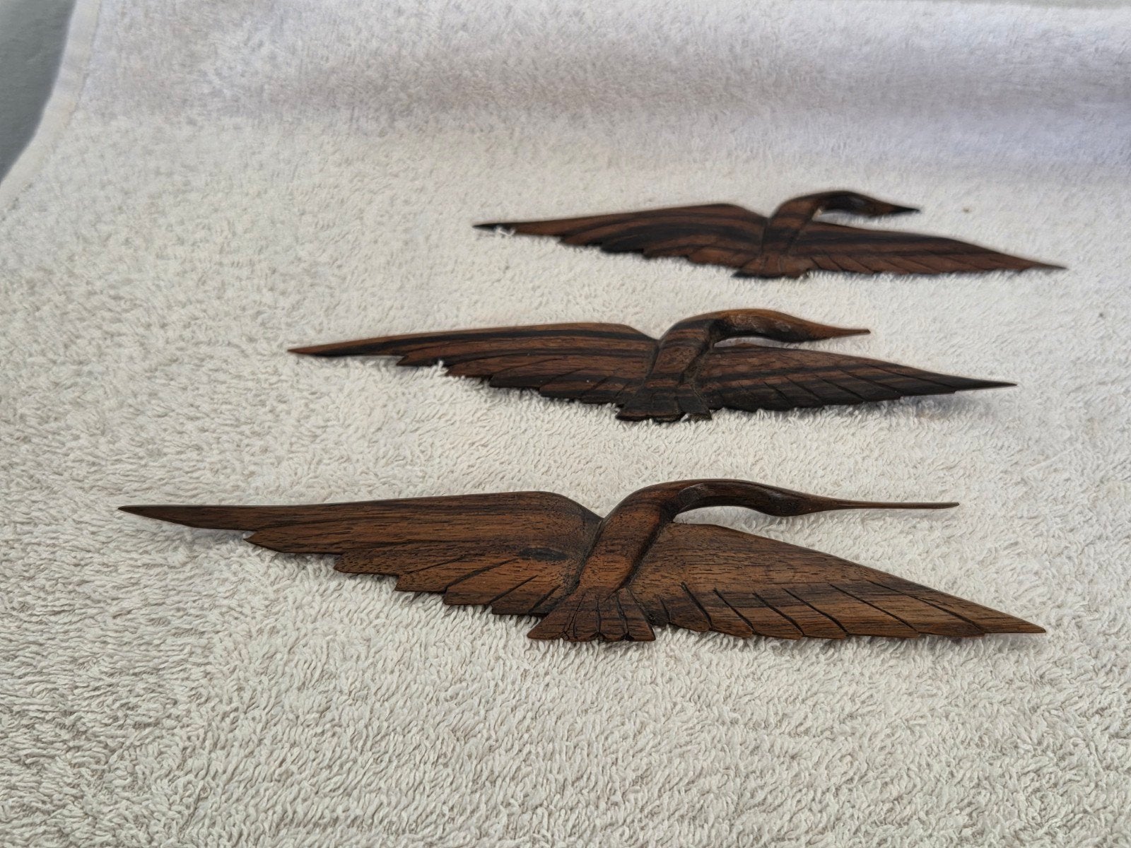 Vintage Teakhouten Vogels Wanddecoratie - Kunstzinnig, Ophalen of Verzenden