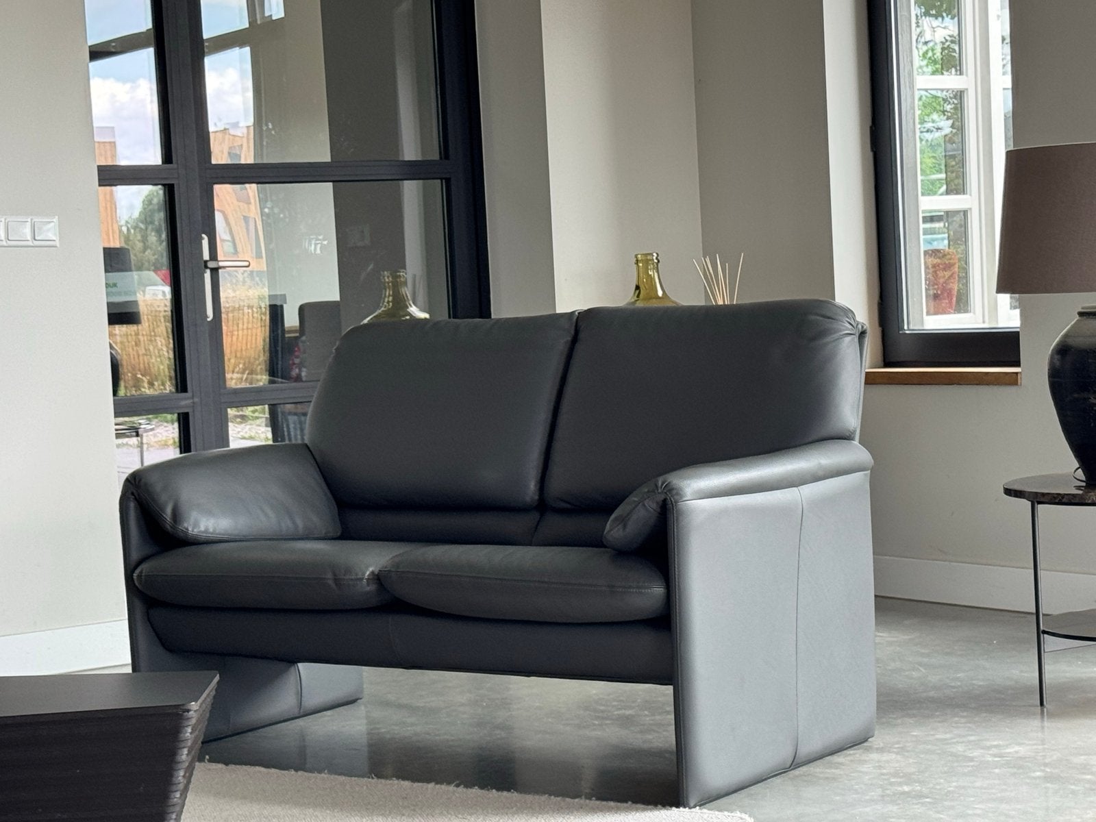 Set Leolux Bora Beta 2 + 2,5 zits - als nieuw donkergrijs, X, 150 tot 200 cm, Tweepersoons, Ophalen of Verzenden