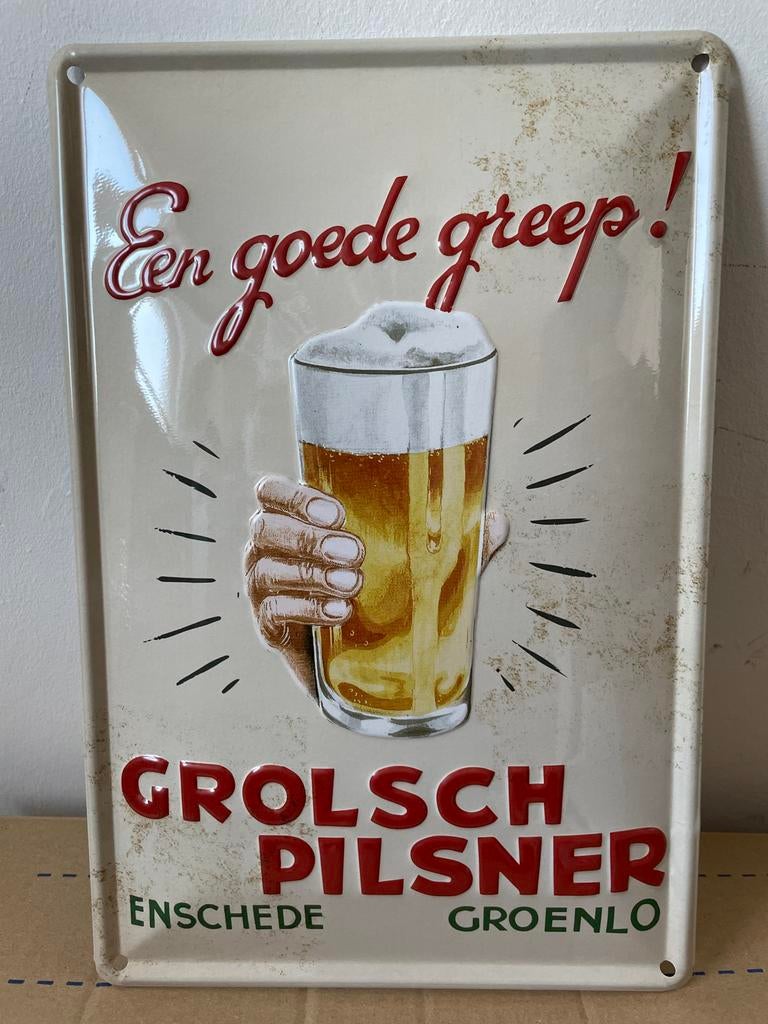 Grolsch Pilsner wandbord "Een goede greep!", Ophalen of Verzenden