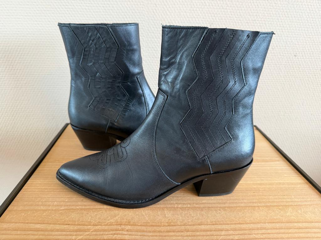 Nieuw! Babouche Leren Cowboy Laarzen 41, Zwart, Lage of Enkellaarzen, Nieuw, Ophalen of Verzenden