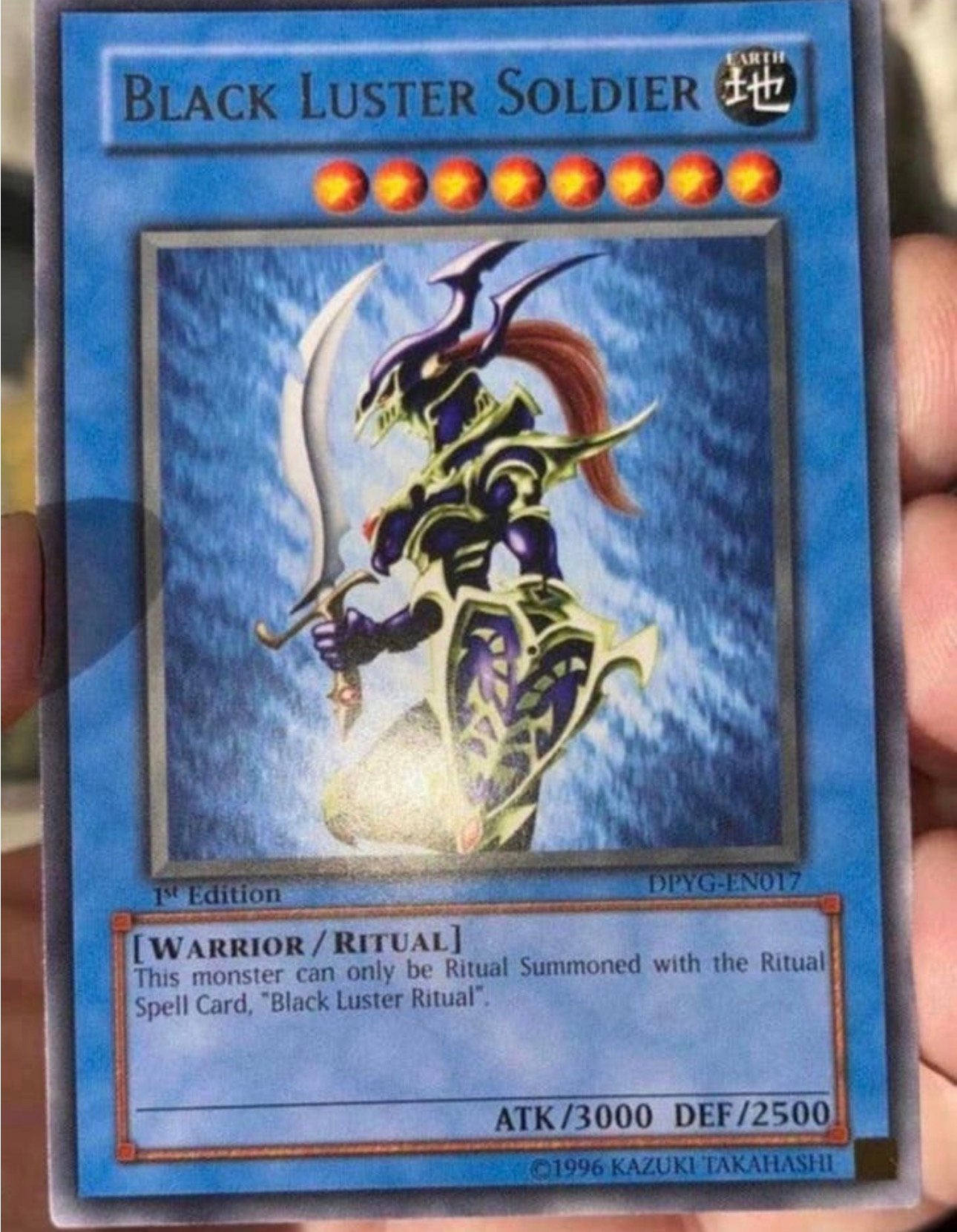 Yu-Gi-Oh! Black Luster Soldier DPYG 1st Edition !, Ophalen of Verzenden, Zo goed als nieuw, Losse kaart