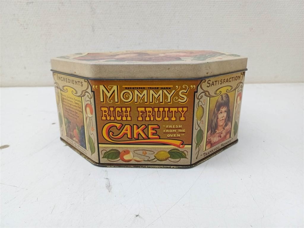 Vintage achthoekige bewaarblik 39947, Ophalen of Verzenden, Gebruikt, Koek(jes)