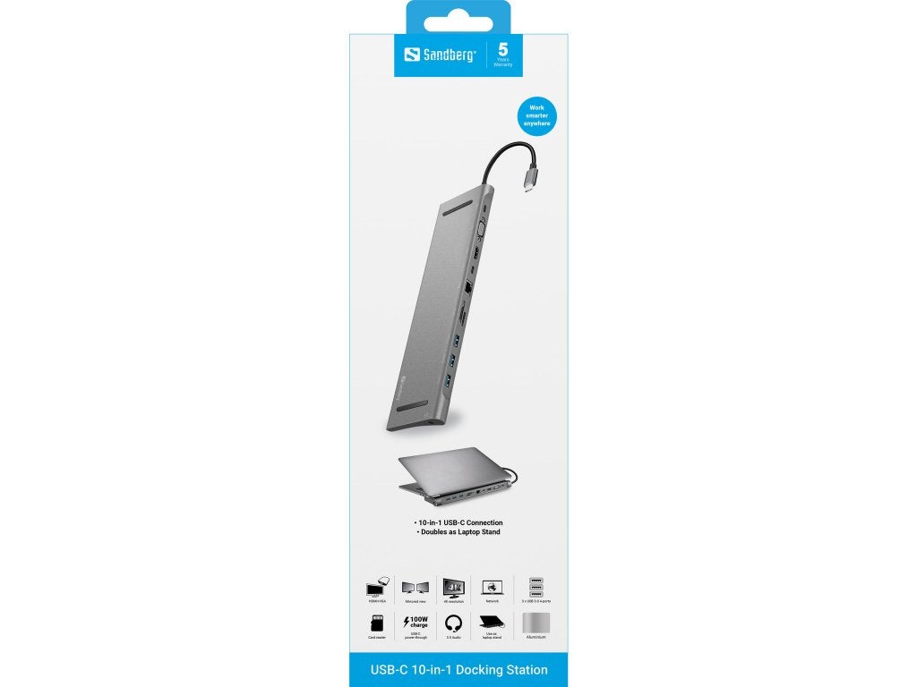 USB-C 10-in-1 Docking Station, Docking station, Verzenden, https://sandberg.world/nl-nl/product/usb-c-10-in-1-docking-station