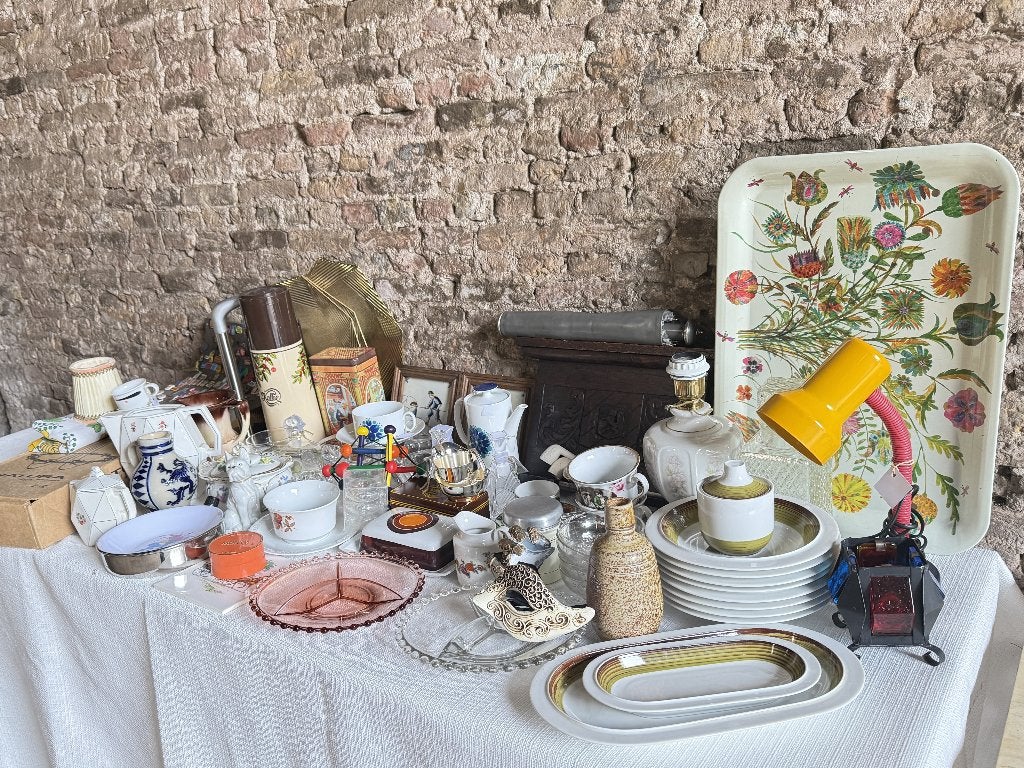 Partij Vintage woondecoratie - servies - lampen, Ophalen, Gebruikt, Vintage