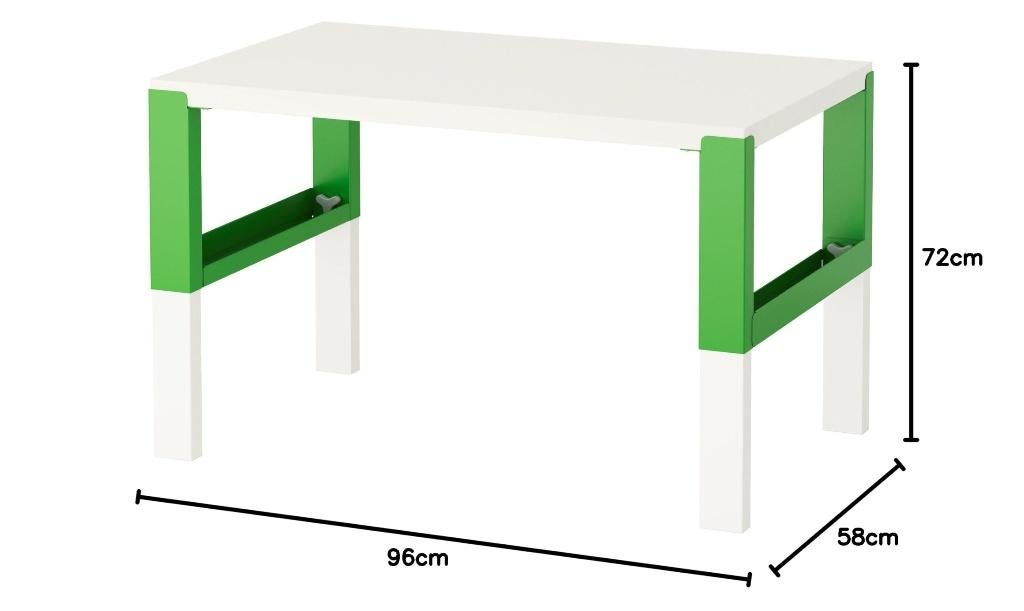PÅHL Bureau, in hoogte verstelbaar wit/groen, 96x58 cm, Ophalen, Zo goed als nieuw, Tafel(s)