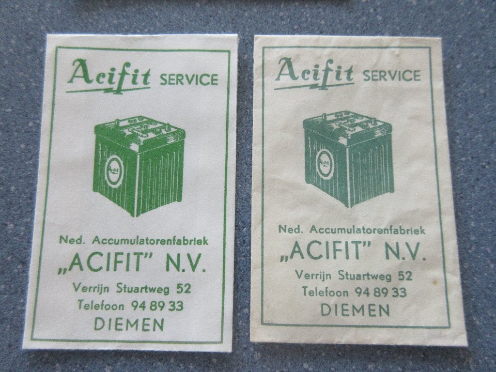 2 x Diemen, Ned. accumulatorenfabr. Acifit, Verzenden