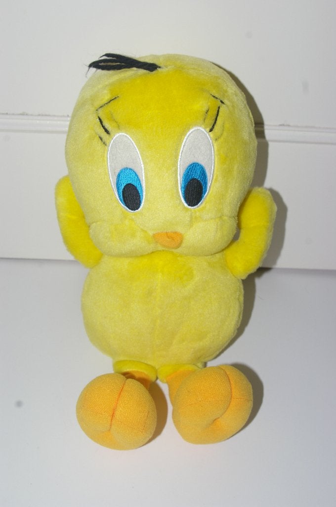 Tweety knuffel met geluid en kan trillen. Warner Bros, Ophalen of Verzenden, Overige figuren, Zo goed als nieuw, Beeldje of Figuurtje